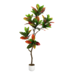 Fiddle Leaf Fig Tree Artificial, 4.9 ft Tall Lifelike Faux Tree with Black Pot