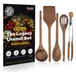 Elegant 5-Piece Walnut Wood Kitchen Utensil Set