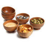 Set of 6 Acacia wood small bowls