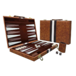 15inch Backgammon Set Classic Folding Board with Leather Case