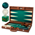 19 Inch Premium Backgammon Sets for Adults Leather Brown