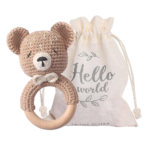 Wooden Baby Rattle Crochet Bear Baby Toys